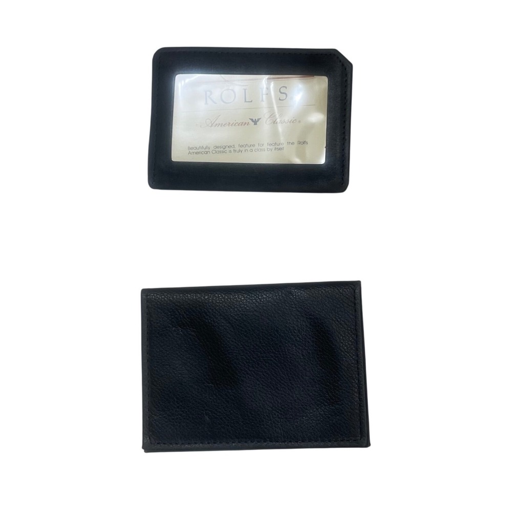 2 Rolfs American‎ NEW Mens Black Leather Bifold Wallet and Card Holder Set of 2